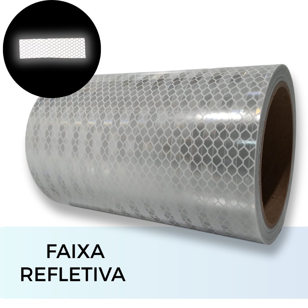 Fita Refletiva Prismática Adesiva Branca 13cm x 1m – Alta Visibilidade e Durabilidade