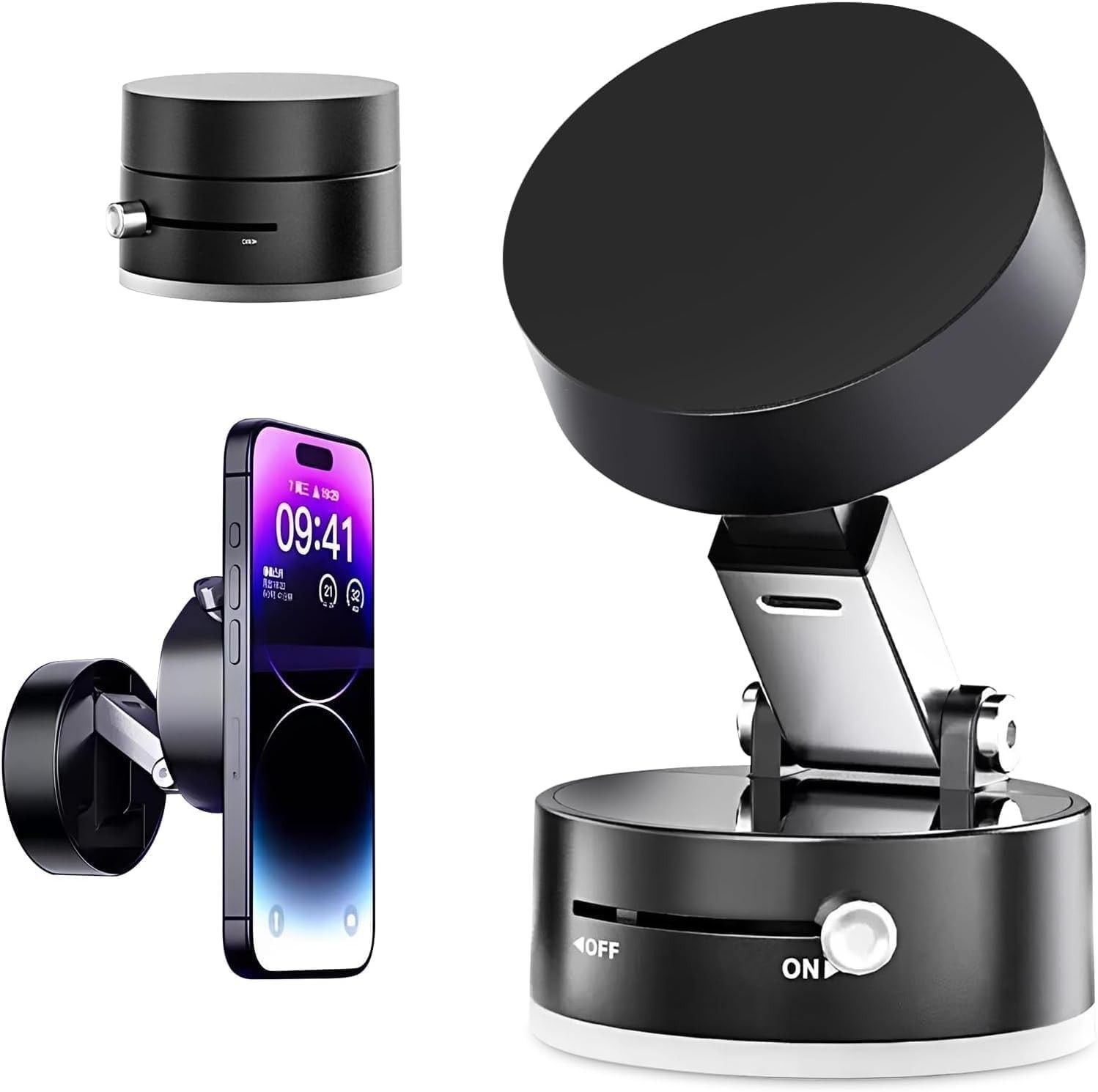 Suporte Magnético 360° Dobrável: Fixação a Vácuo e Ímã para Celular no Carro, Academia e Mais!
