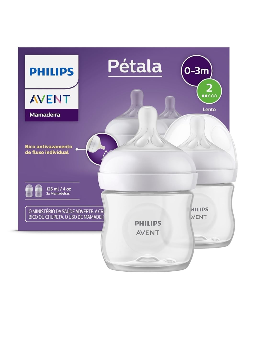 Philips Avent Kit Mamadeiras Pétala 3.0 Duplo 4oz - Tetinas Anticólicas e Fluxo Lento