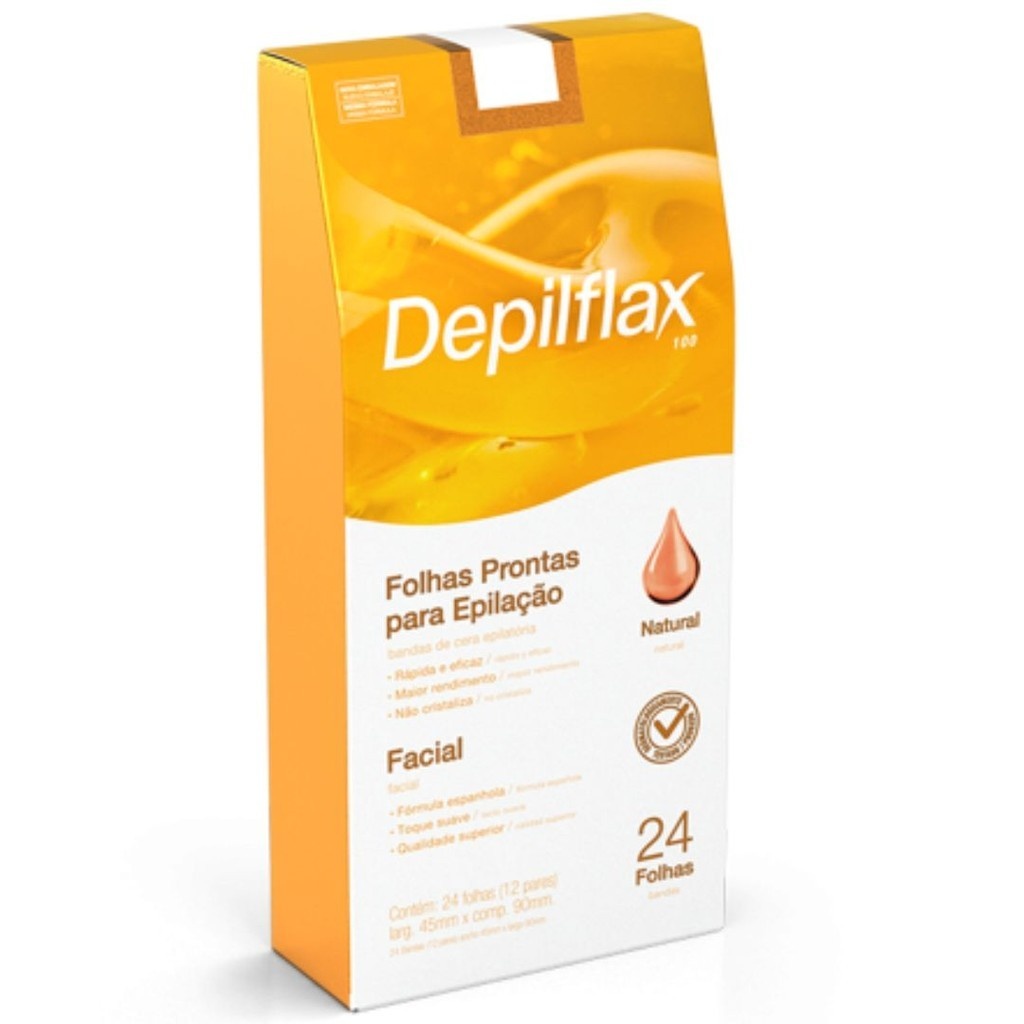 Folhas de Cera Facial Depilflax Natural – 24 Unidades