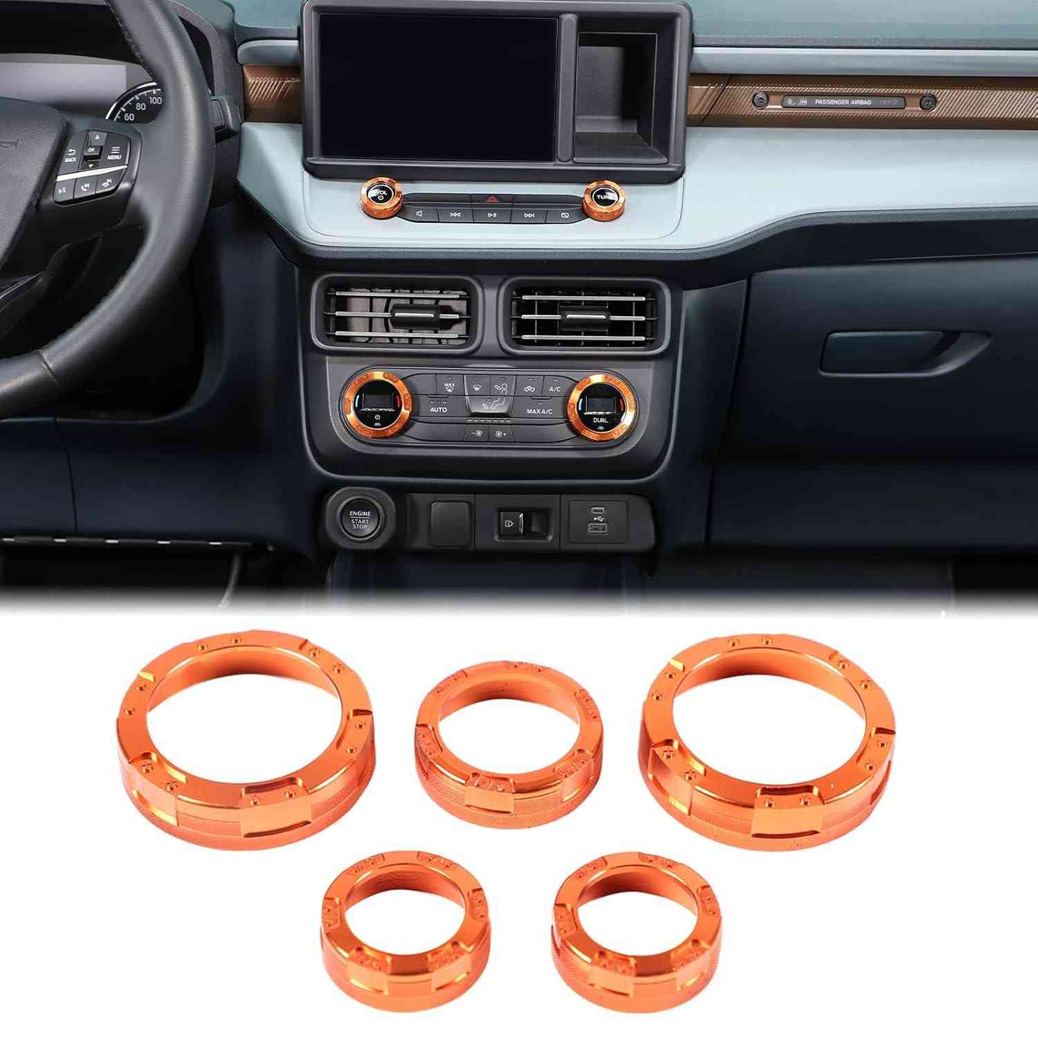 Kit 5 Capas Botão Ar Condicionado Ford Maverick 2022-2024 - Estilo Mech Laranja