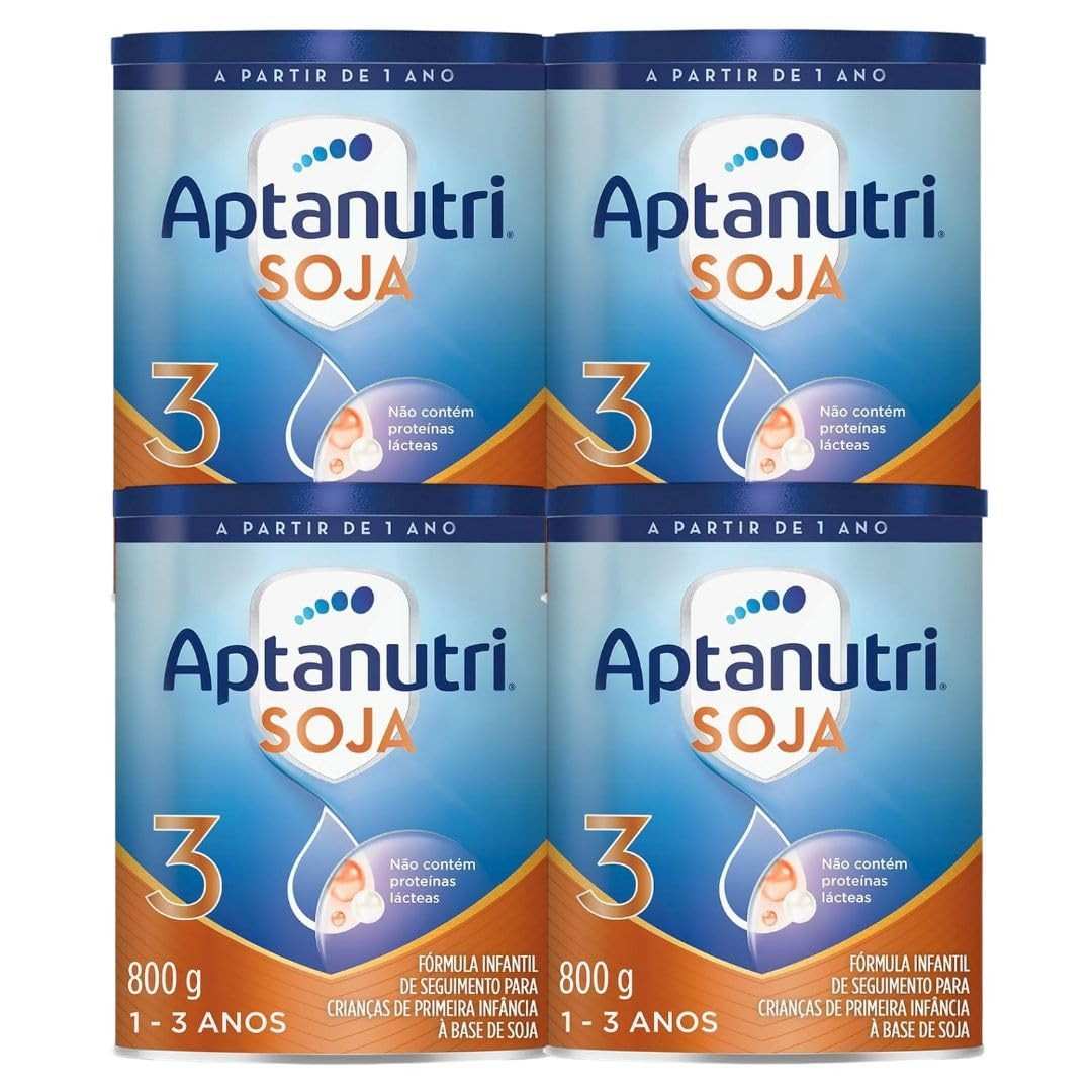 Fórmula Infantil Aptanutri Soja 3 800g - Kit 4 Latas | Alternativa Vegetariana e Sem Lactose