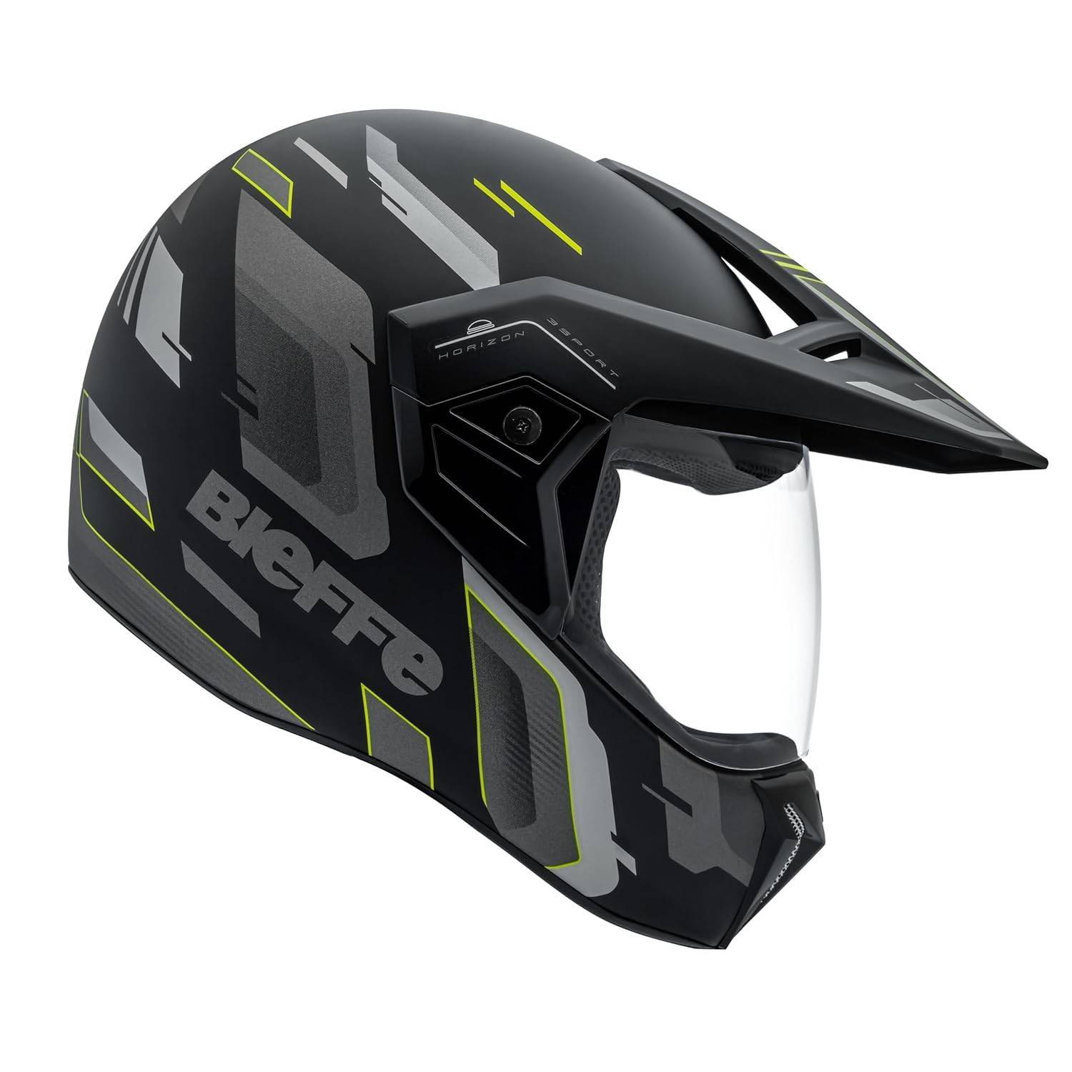 Capacete Moto Bieffe 3Sport Horizon Preto Fosco Amarelo: Segurança e Estilo para Sua Pilotagem