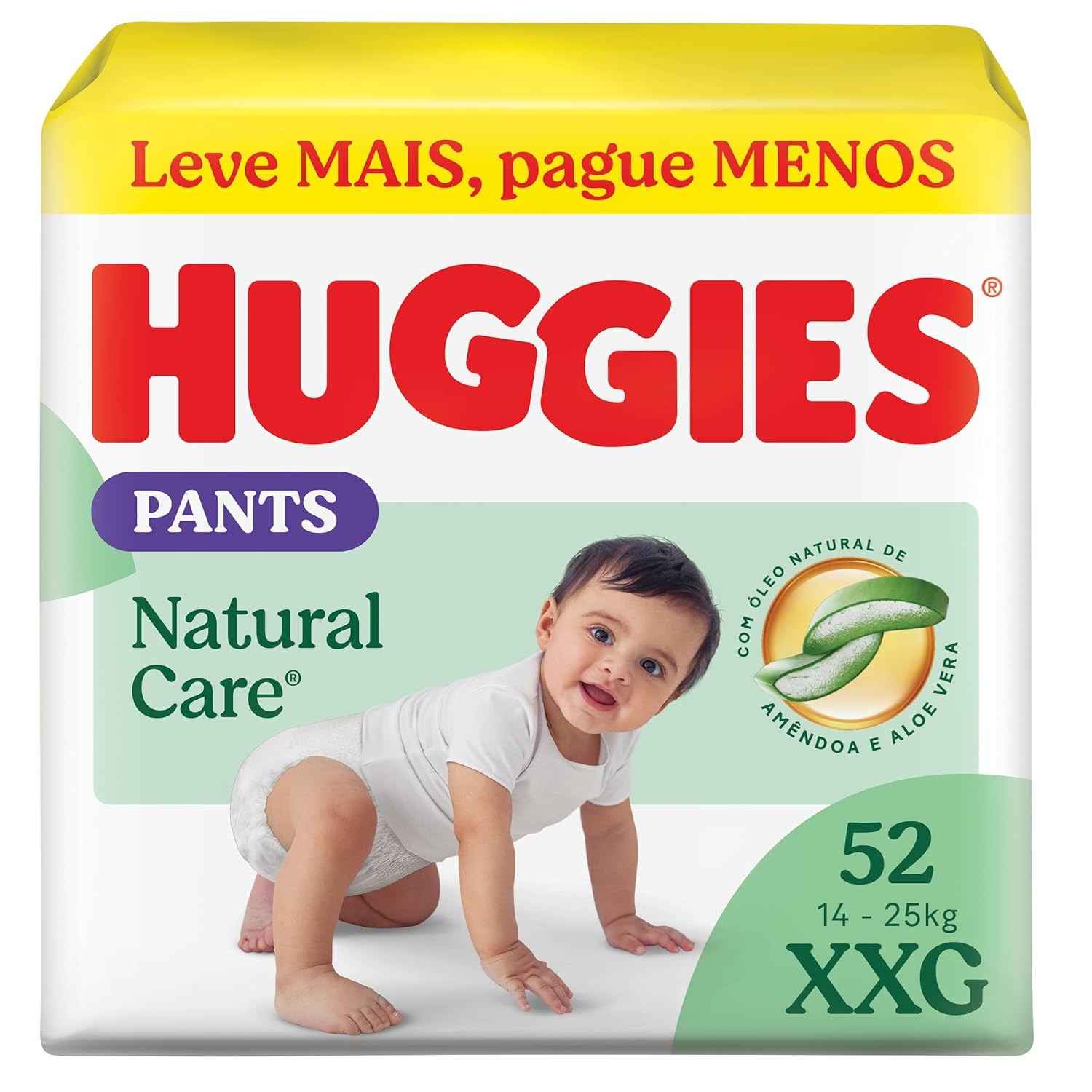 Huggies Fralda Pants Premium Natural Care XXG - 52 Unidades | Conforto e Proteção por Até 12h