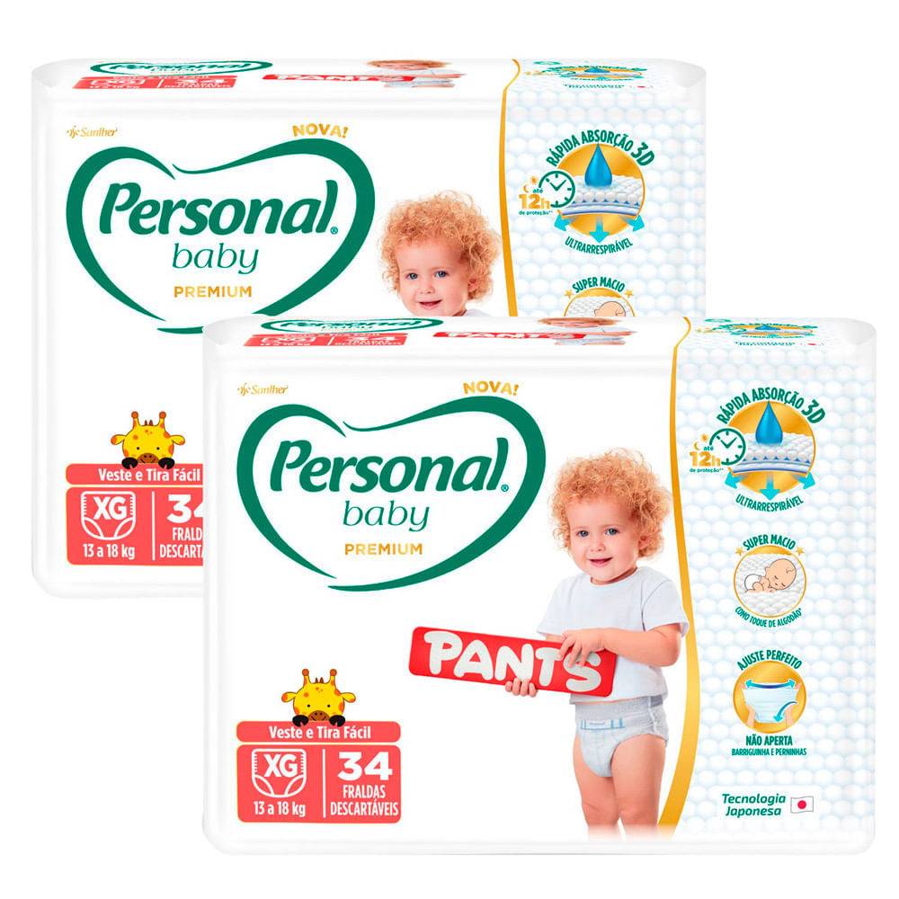 Fralda Pampers Pants XG: Kit 2x34 Unidades