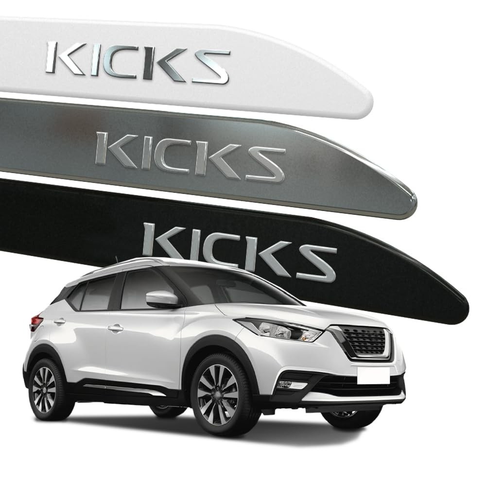 Friso Lateral Kicks 2016-2025 Escrita Cromada Alto Relevo (Facão/Redondo) - Cinza Grafite