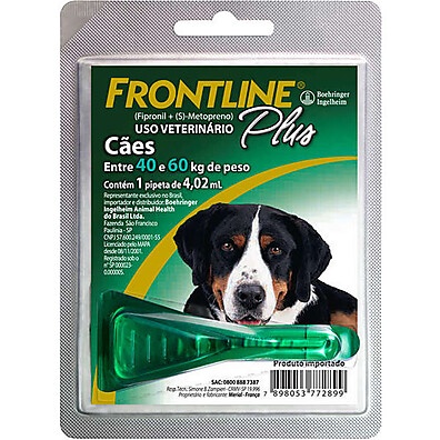 Frontline Plus 40 a 60 Kg: Proteção Completa Contra Pulgas e Carrapatos