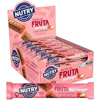 Nutry Morango 20g: Barra Fruta, Chocolate e Aveia (24 Un)