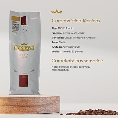 Café Pronova Fruity: Grãos Especiais 500g - Sabor Frutado