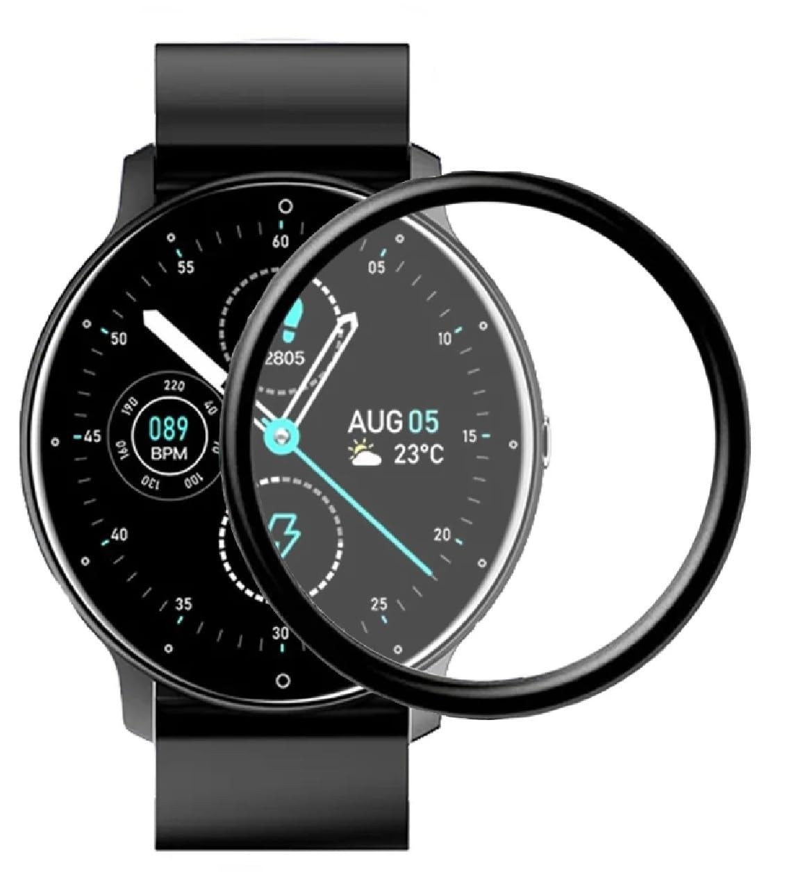 Película Cerâmica 9D Full Cover para Smartwatch Haiz MY WATCH I FIT 1.28" - Proteção Total!