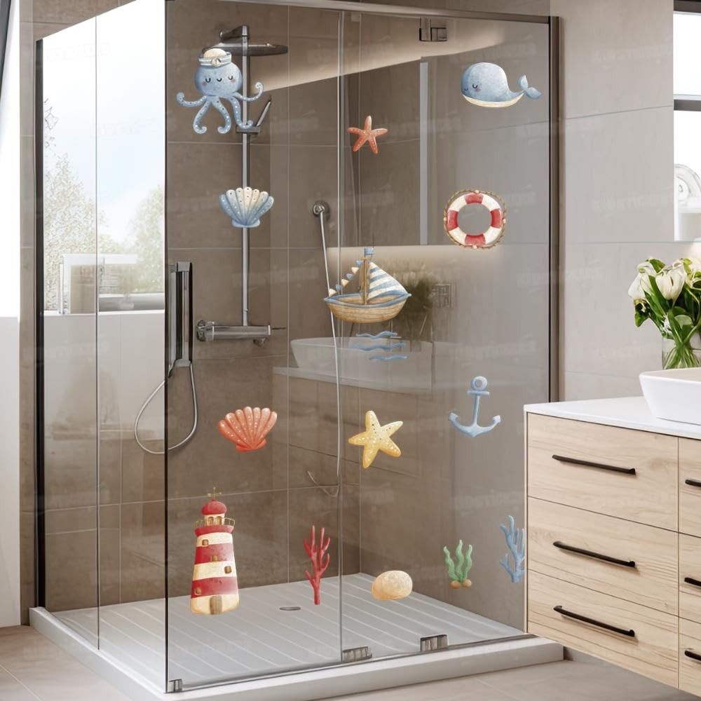 Adesivo Decorativo Fundo do Mar Infantil Lavável - Seguro e Criativo para Quarto, Piscina ou Banheiro