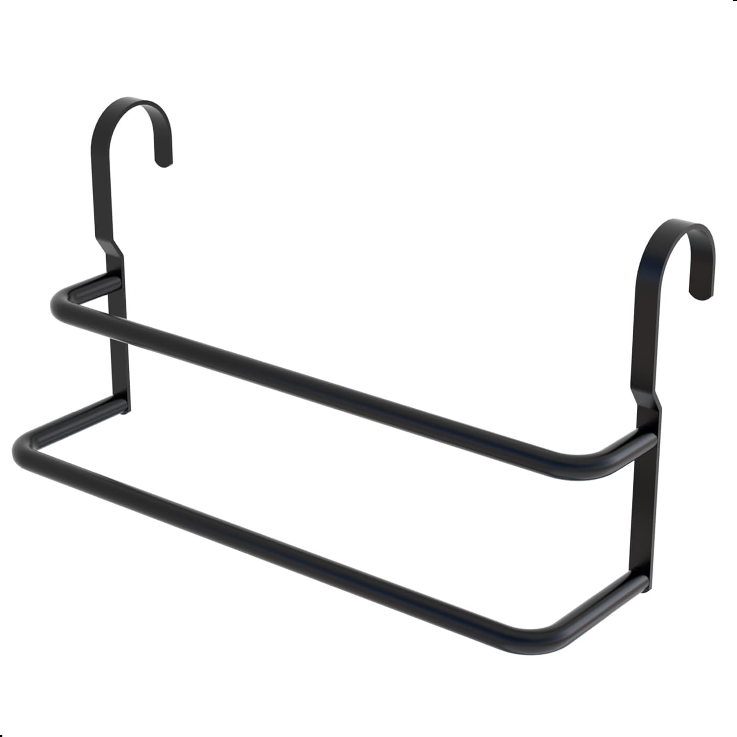 Porta Toalhas Duplo Preto Fosco | Suporte para Box Sem Furos