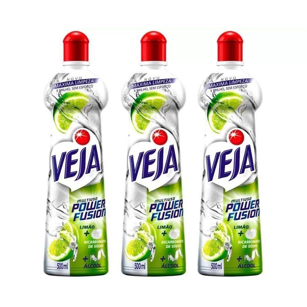 Veja Limpador Multiuso Power Fusion Limão 500ml - Pack com 3 Unidades