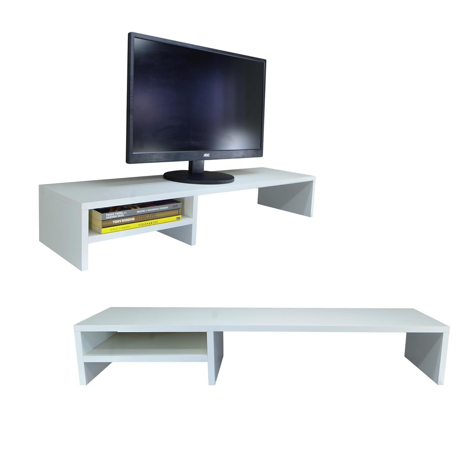 Suporte para Monitor Elevado Mesa Home Office Gamer - Design Ergonômico em MDF 90cm Branco