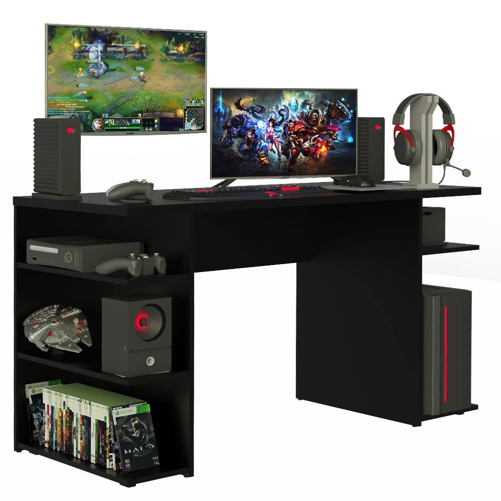 Mesa para Computador Gamer Madesa 9409 - Design Preto Moderno com Acabamento Premium