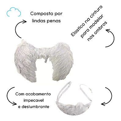 Asa de Anjo para Fantasia 45x35cm – Magia e Elegância Garantidas!
