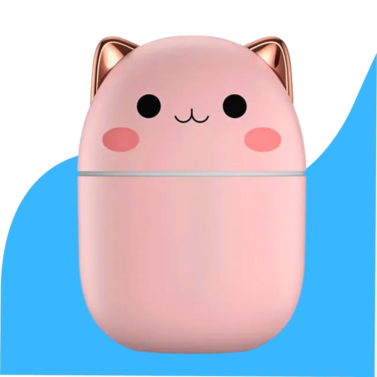 Umidificador de Ar Gatinho Rosa 250ml | Difusor Aromático LED Silencioso USB para Carro e Ambientes