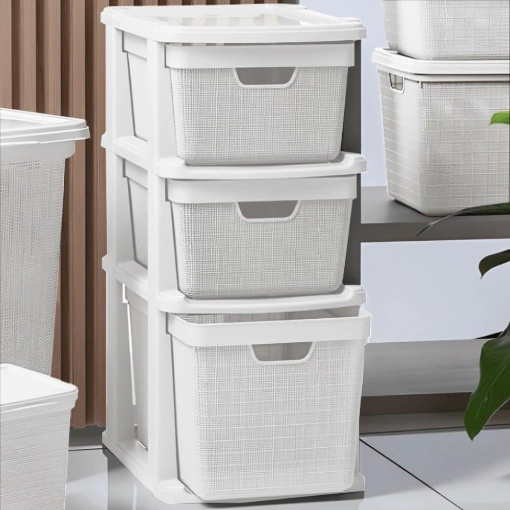Gaveteiro Organizador Grande 3 Gavetas 15-15-22L em Plástico Resistente - Branco