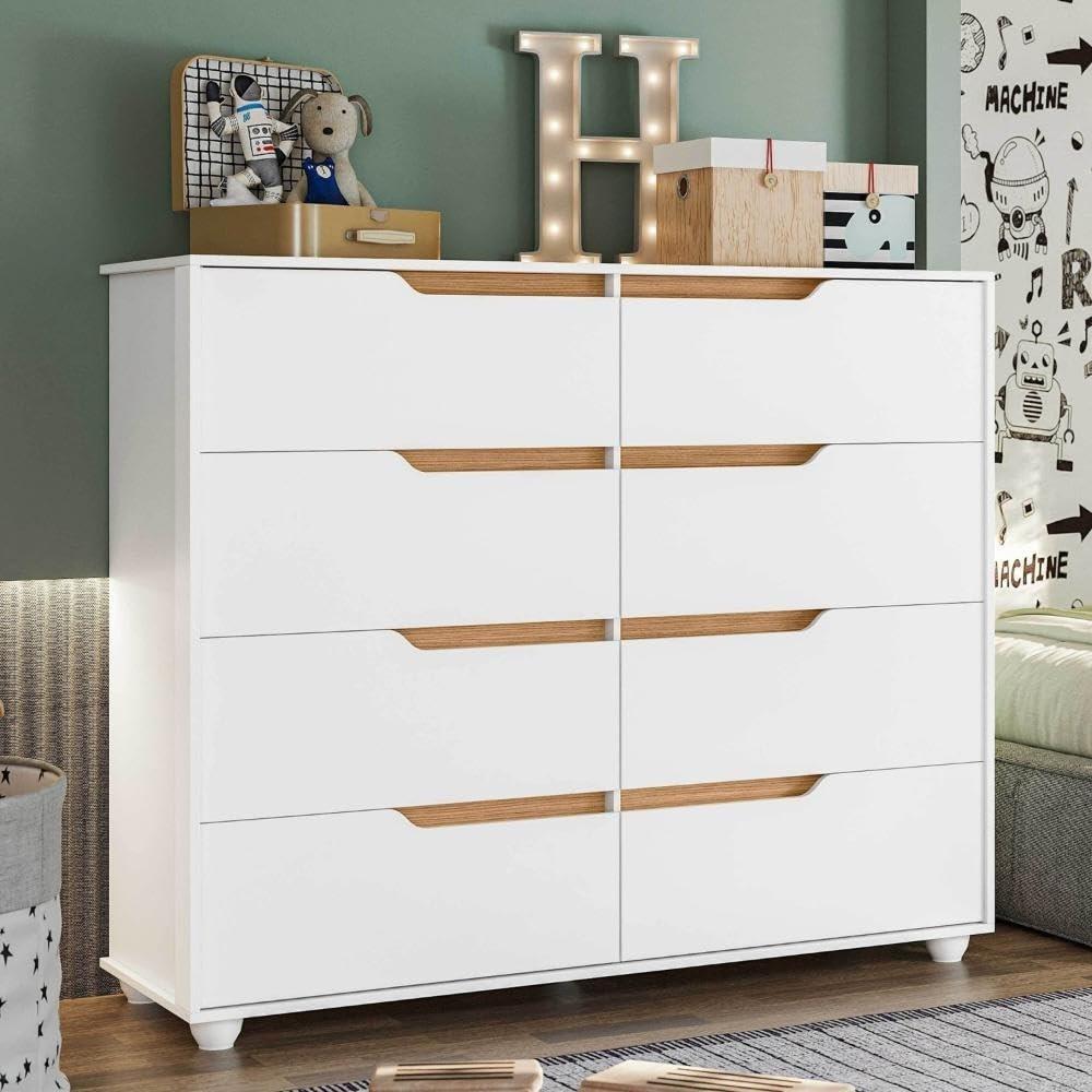 Cômoda Infantil 8 Gavetas Circus Branco/Nature - Organização e Estilo para o Quarto da Criança
