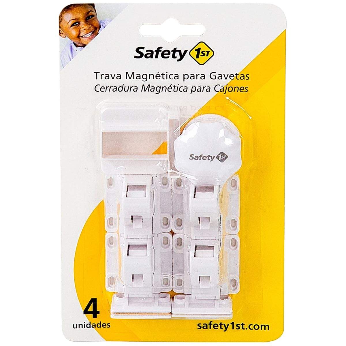 Safety 1st Trava Magnética Branca - Segurança Inteligente para Armários e Gavetas