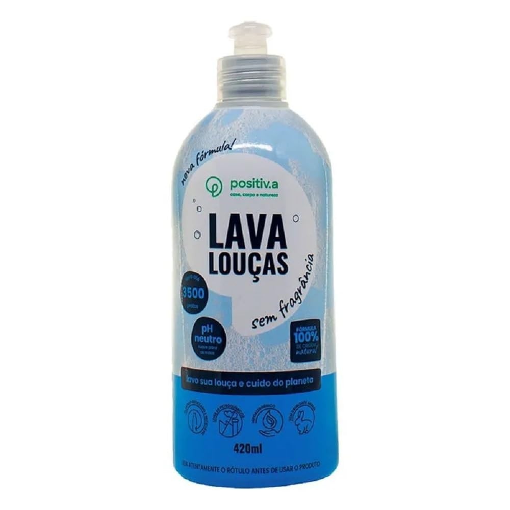 Detergente Líquido em Gel Sem Fragrância 420ml - Positiv.a | Limpeza Eficiente e Ecológica