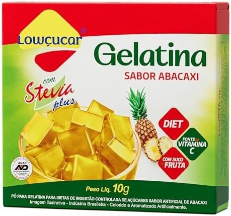 Lowcucar Gelatina Lowçucar Plus Com Stevia Sabor Abacaxi 10G