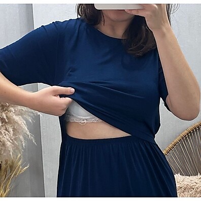 Vestido Midi Amamentação Viscolycra Premium para Gestantes