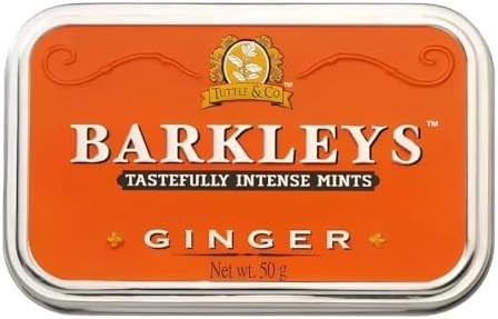 Barkleys Ginger Breath Mints - Strong Ginger Flavor Cool Mint Candy For Party, After Dinner, Wedding, Every Day Use - Vegan Breath Mints In Reusable Classic Travel Tins, 1 Pack, 50 Count Each