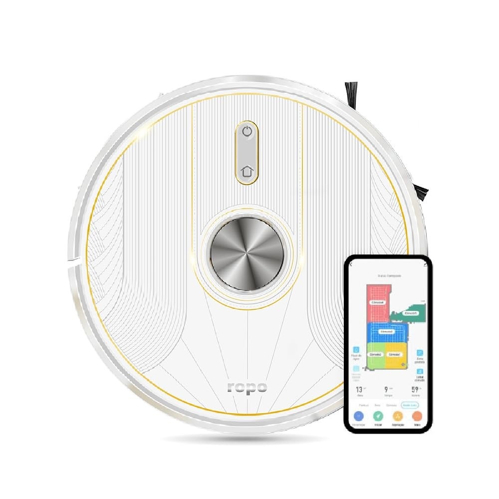 Robô Aspirador Ropo Glass 5 Branco - Limpeza Inteligente e Silenciosa