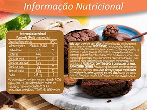 BOLO DE CHOCOLATE 200G - SEM GLÚTEN
