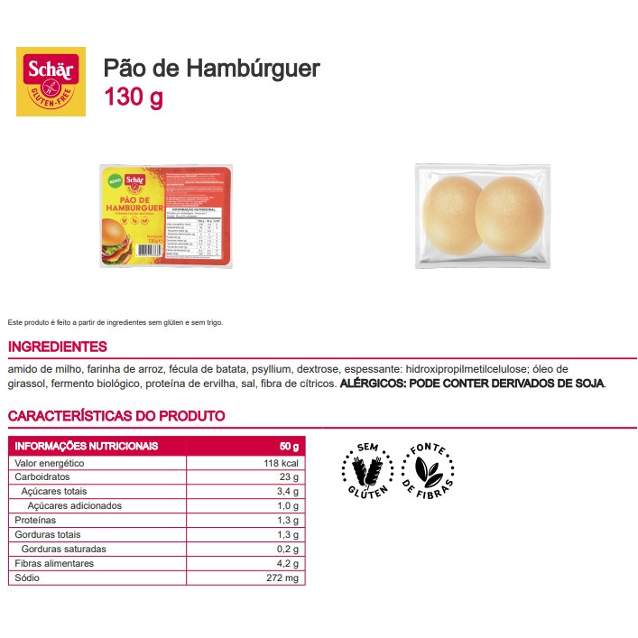 Kit 3 Pães de Hamburguer Schar Sem Glúten