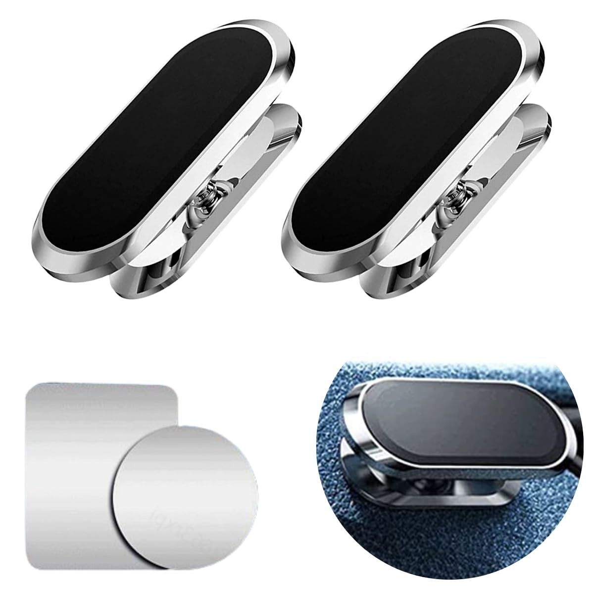 Kit 2 Suportes Magnéticos Veicular Universal 360° Carro GPS Imã Neodímio Adesivo Discreto