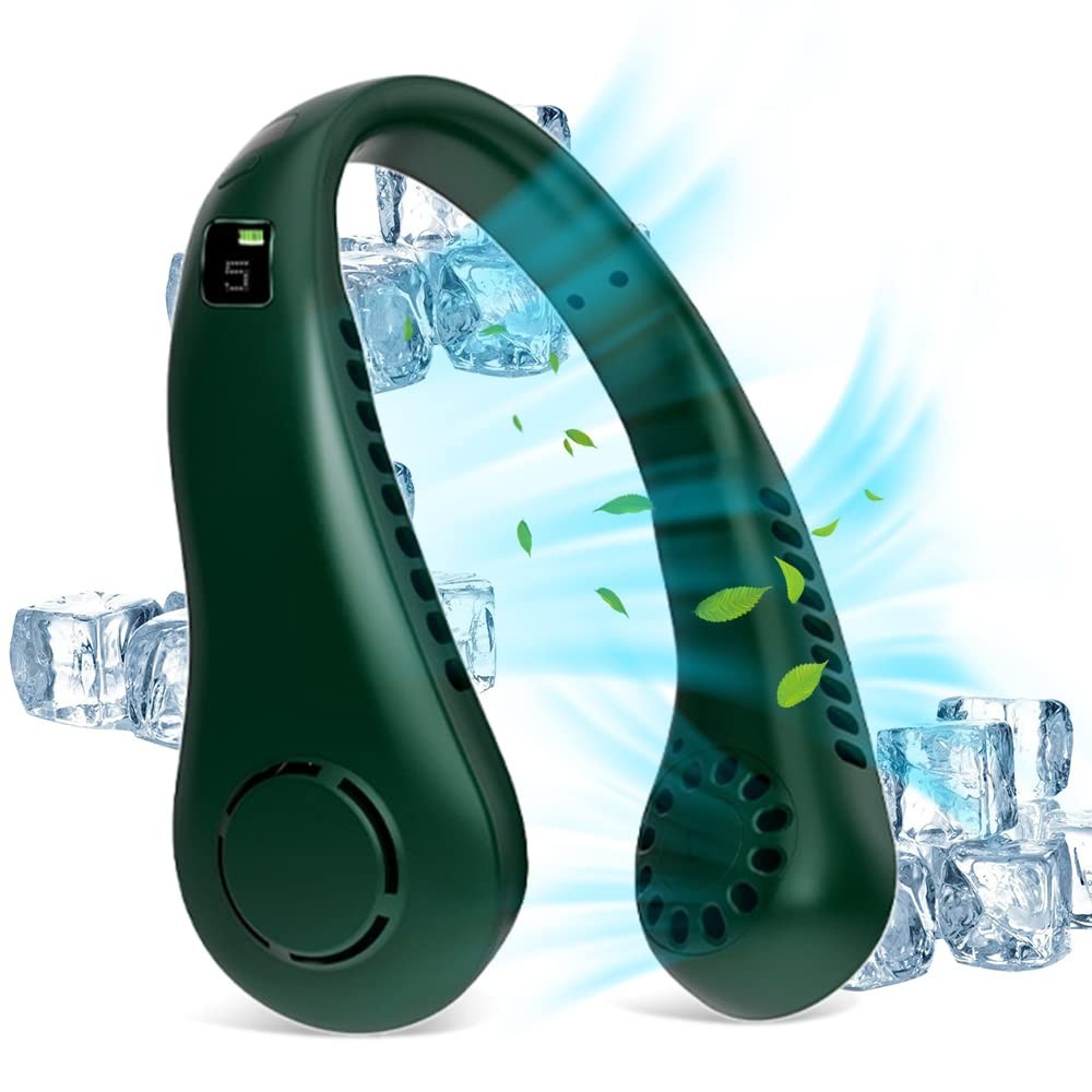 Ventilador 5 Gear Portátil Display Digital Leafless Pescoço 2600mAh Grande Lazy Ar Condicionado USB Handheld Pequeno Ventilador