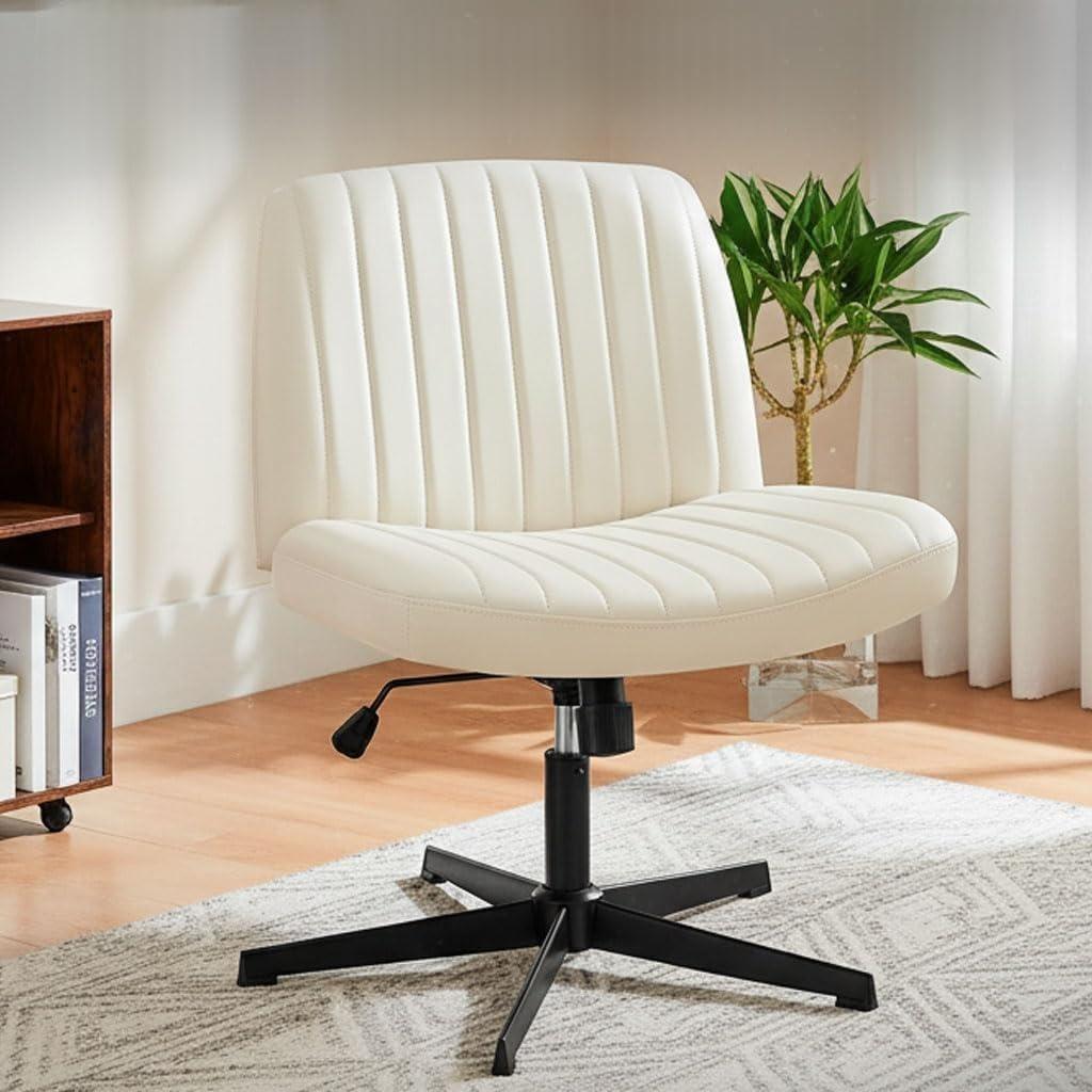 Cadeira de Escritório DT3 Dolly Criss Cross Cosy Chair – Conforto Ergonômico Extra Grande (PU, Cream)