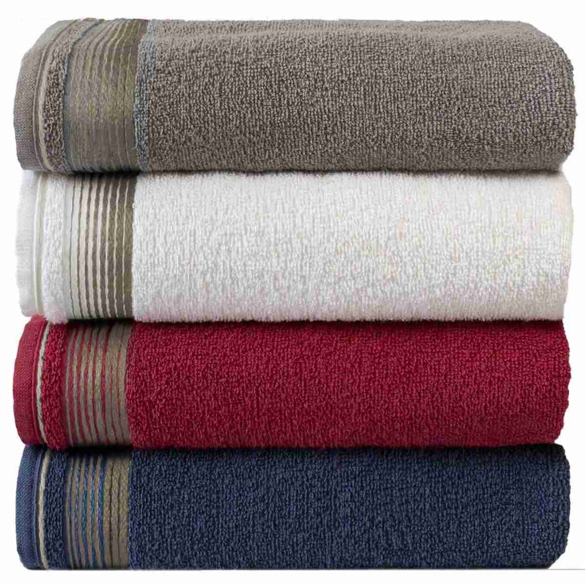 Kit 4 Toalhas Banhão Gigante 70x150cm Alta Absorção 100% Algodão - Gris/Branco/Terracota/Azul