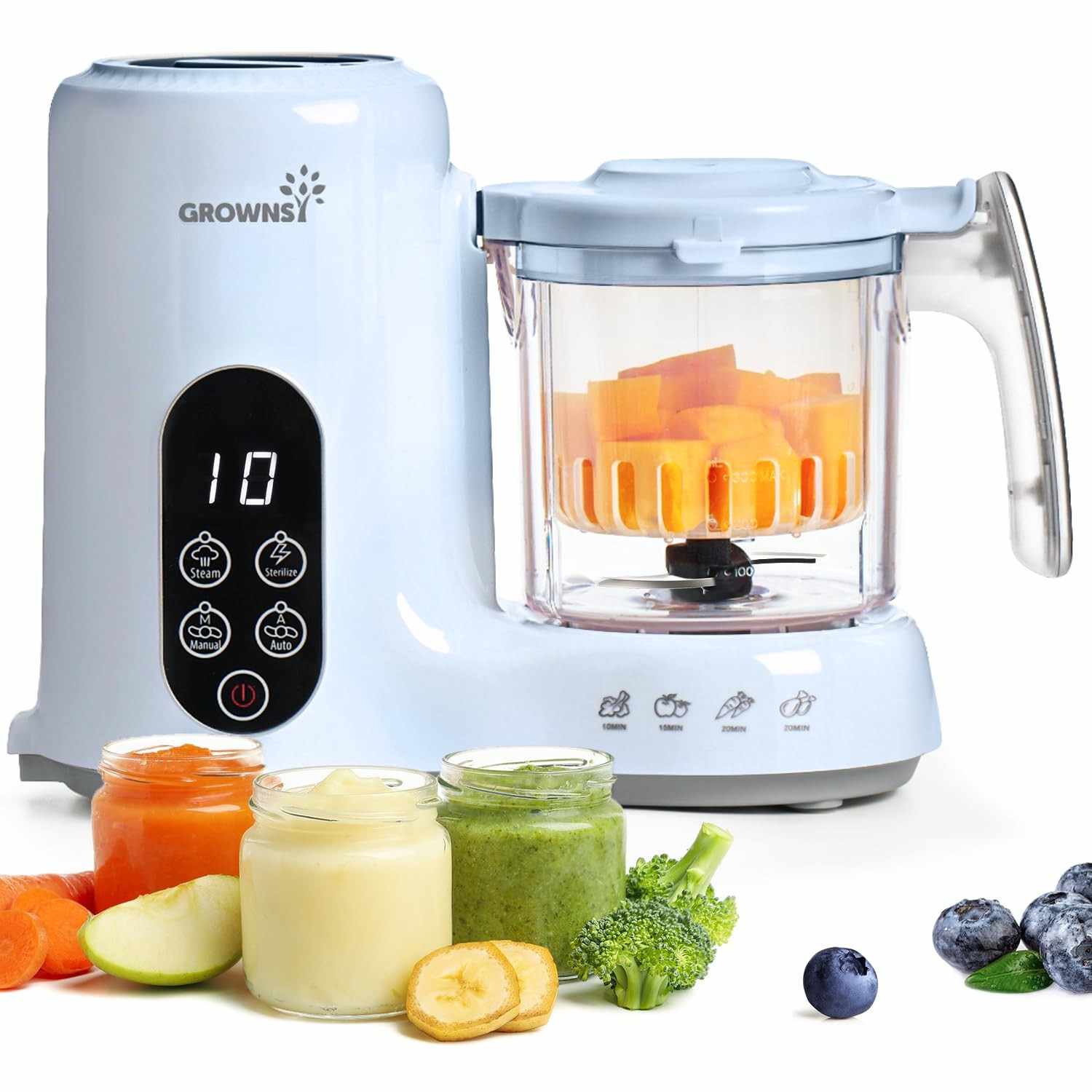GROWNSY Máquina de Comida de Bebê com Vaporizador e Processador - Cozinha e Mistura em 1 Passo