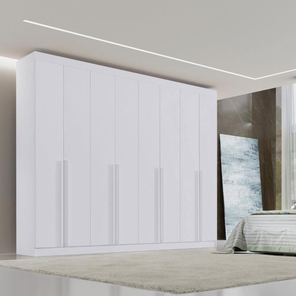 Guarda-Roupa Casal 8 Portas Império Branco – Design Moderno e Espaço Total