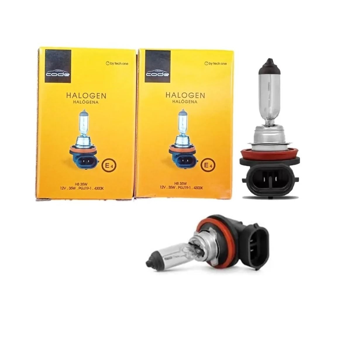 Kit 2 Lâmpadas H8 35W 12V 4300K Code By Tech One: Iluminação Superior e Duradoura