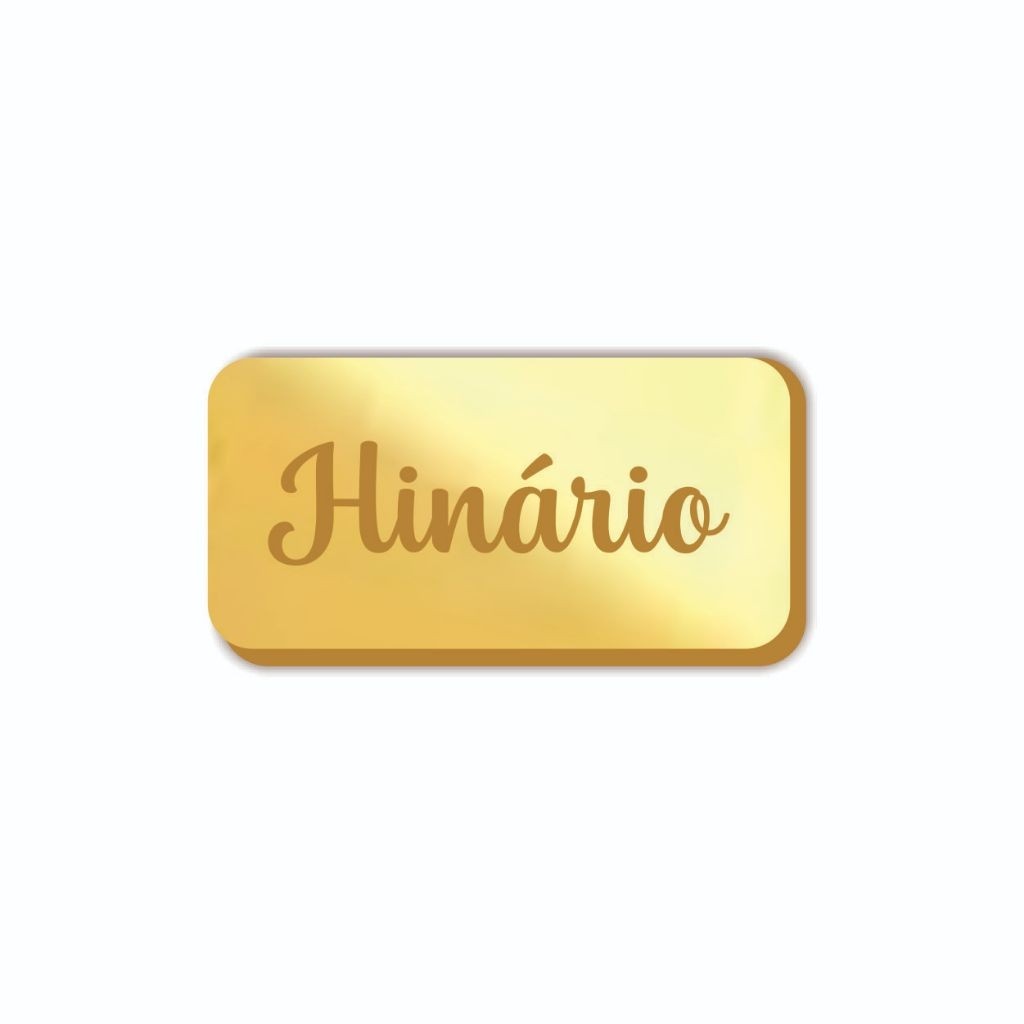 Aplique Acrílico Dourado com Gravação Bíblia e Harpa