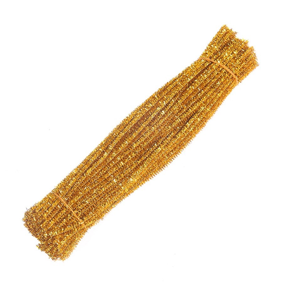 Hastes de Chenille Glitter: 100 Unidades Douradas!
