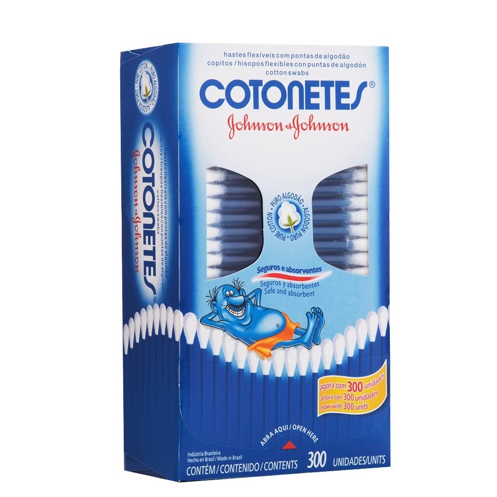 Cotonetes Hastes Flexíveis 300 Unidades - Algodão Puro e Conforto Total