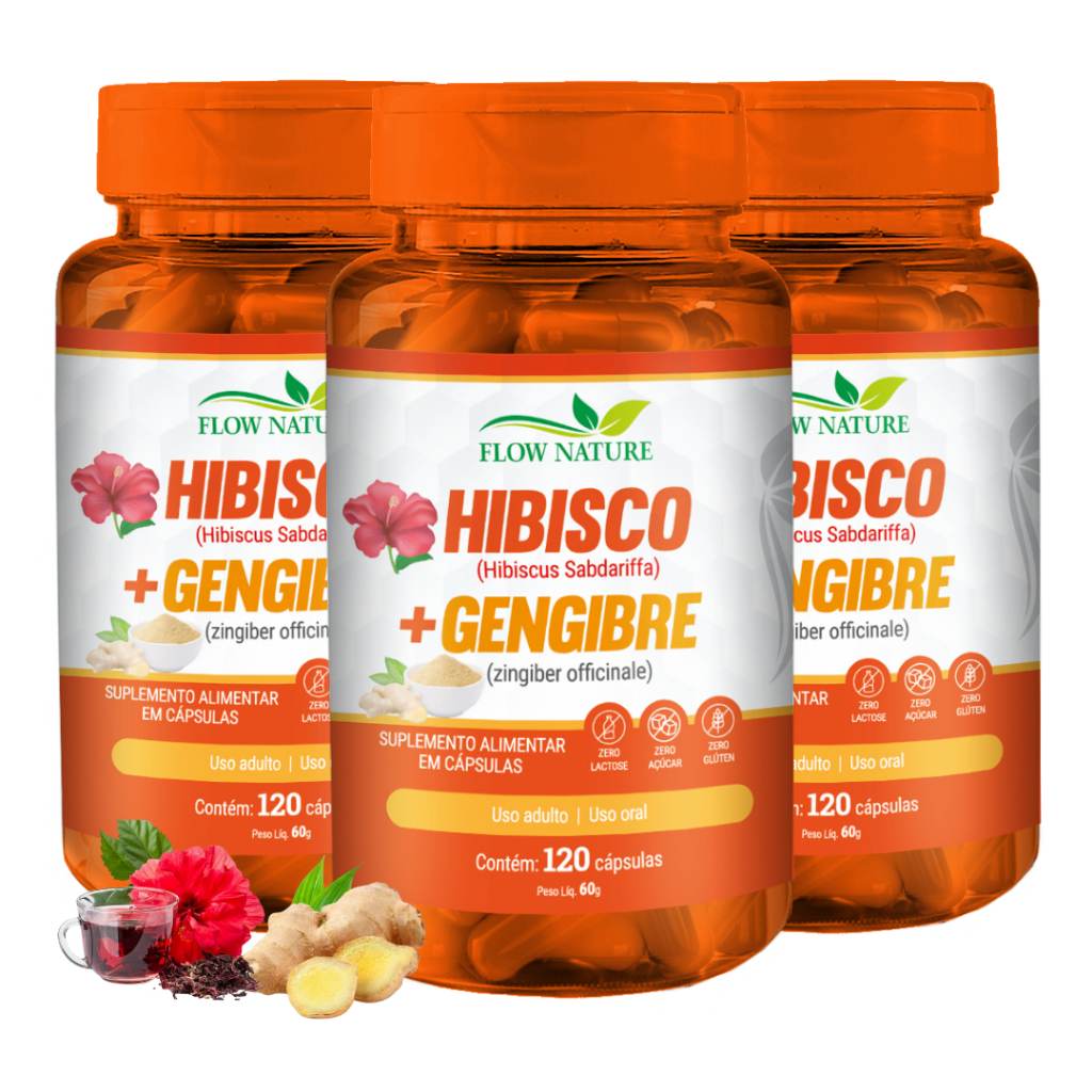 Hibisco com Gengibre 120mg: Suplemento Natural para Saúde e Bem-Estar