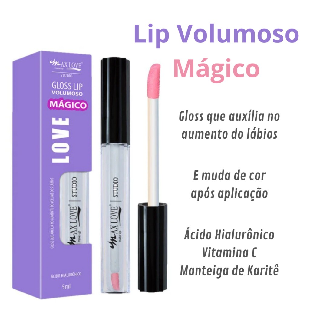 Gloss Labial Mágico Max Love: Volume, Cor e Hidratação