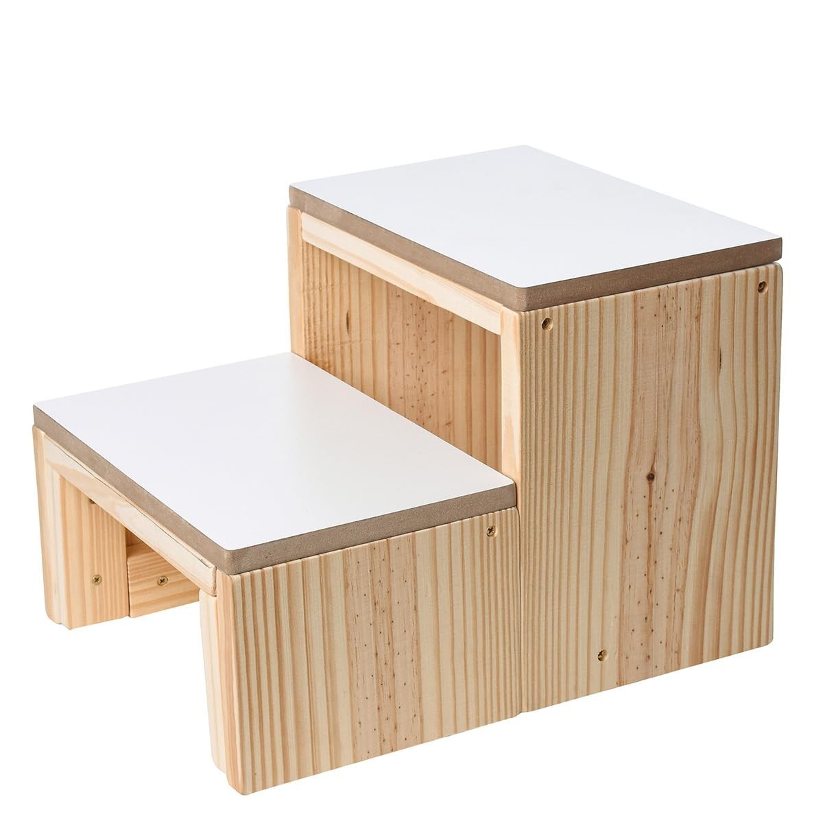 Escada Auxiliar 2 Degraus Madeira Maciça 150kg - Ideal para Crianças, Estética e Hospitalar