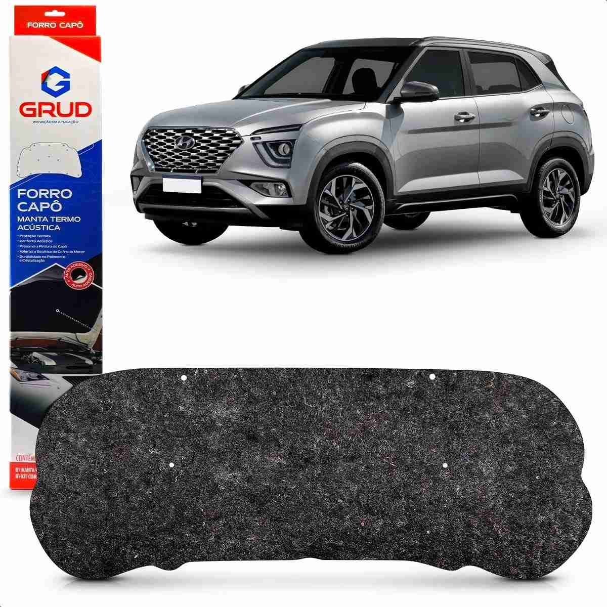 Manta Acústica e Térmica Premium para Capô Hyundai Creta 2022-2024 - Proteção e Conforto com Presilhas Grud