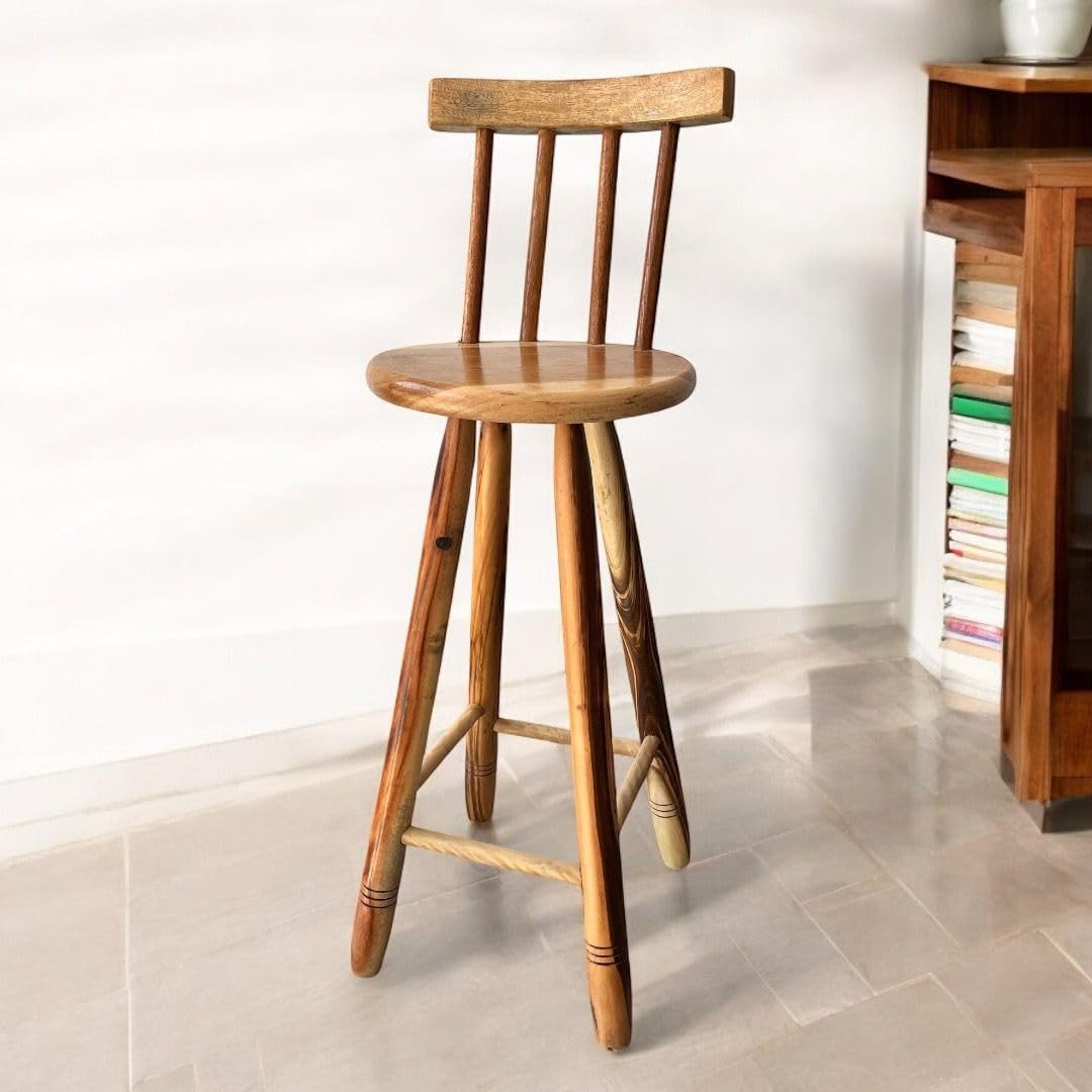 Banqueta Alta de Madeira Maciça 70cm com Encosto - Ideal para Balcão e Cozinha Americana