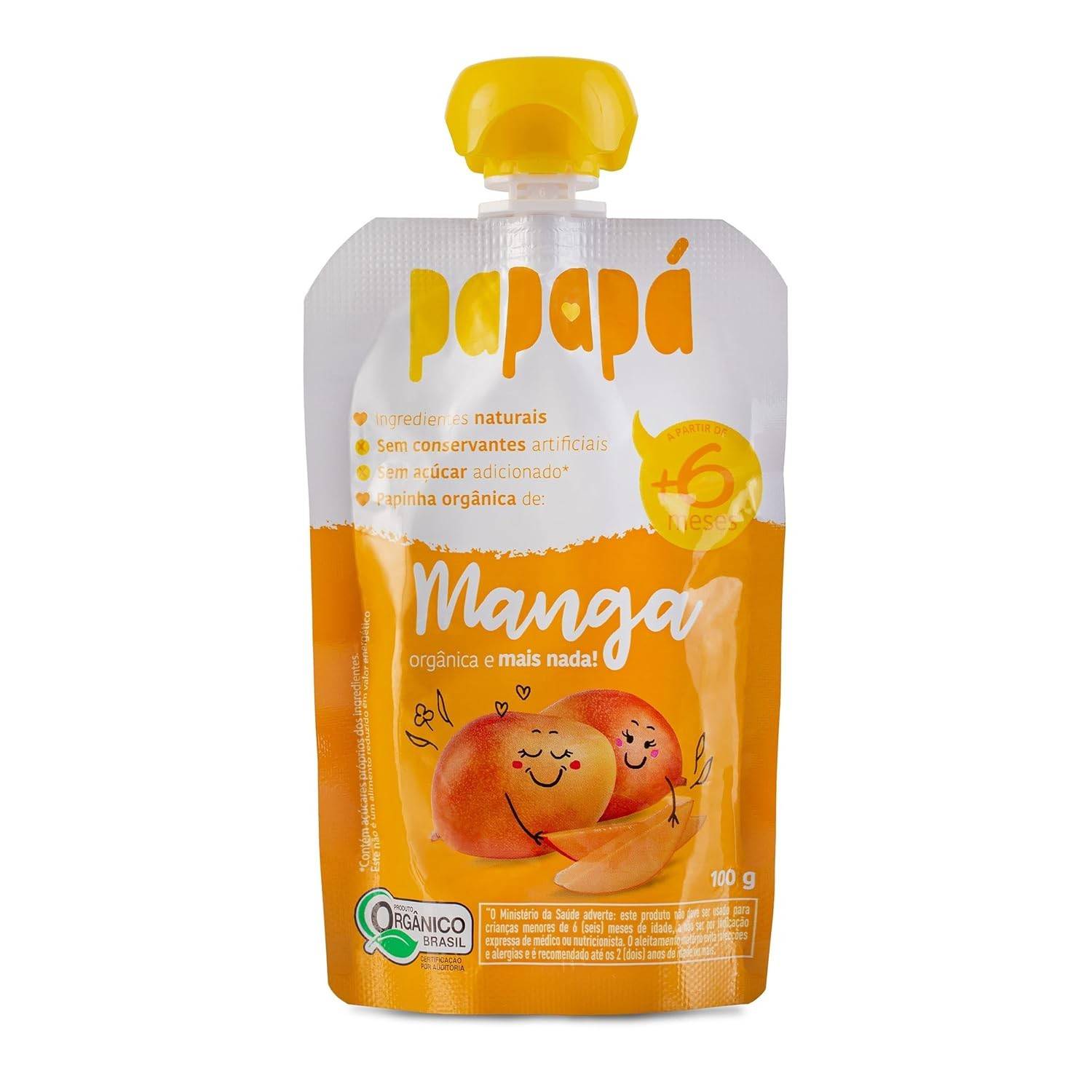 Papapá Papinha Orgânica de Manga 100g - Natural, Sem Açúcar, Ideal para Introdução Alimentar