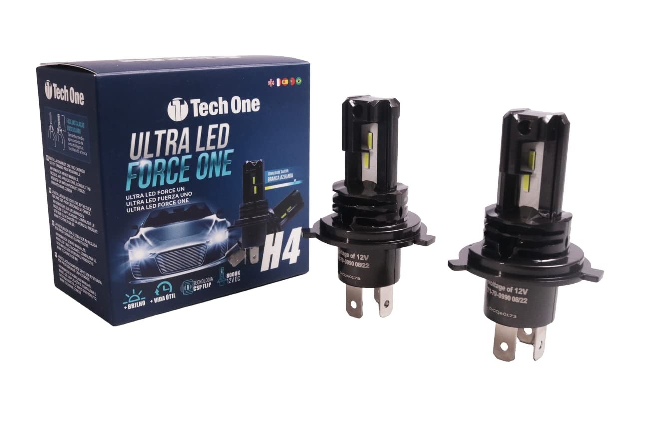 Lâmpada LED H4 Ultra Force One 8000K Tech One: Iluminação Potente e Moderna para Seu Veículo