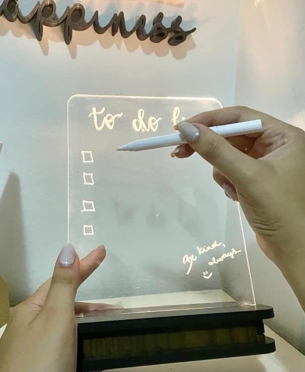 Luminária Quadro de Escrever Iluminado LED com Acrílico Transparente - Moderna e Prática para Estudos e Organização