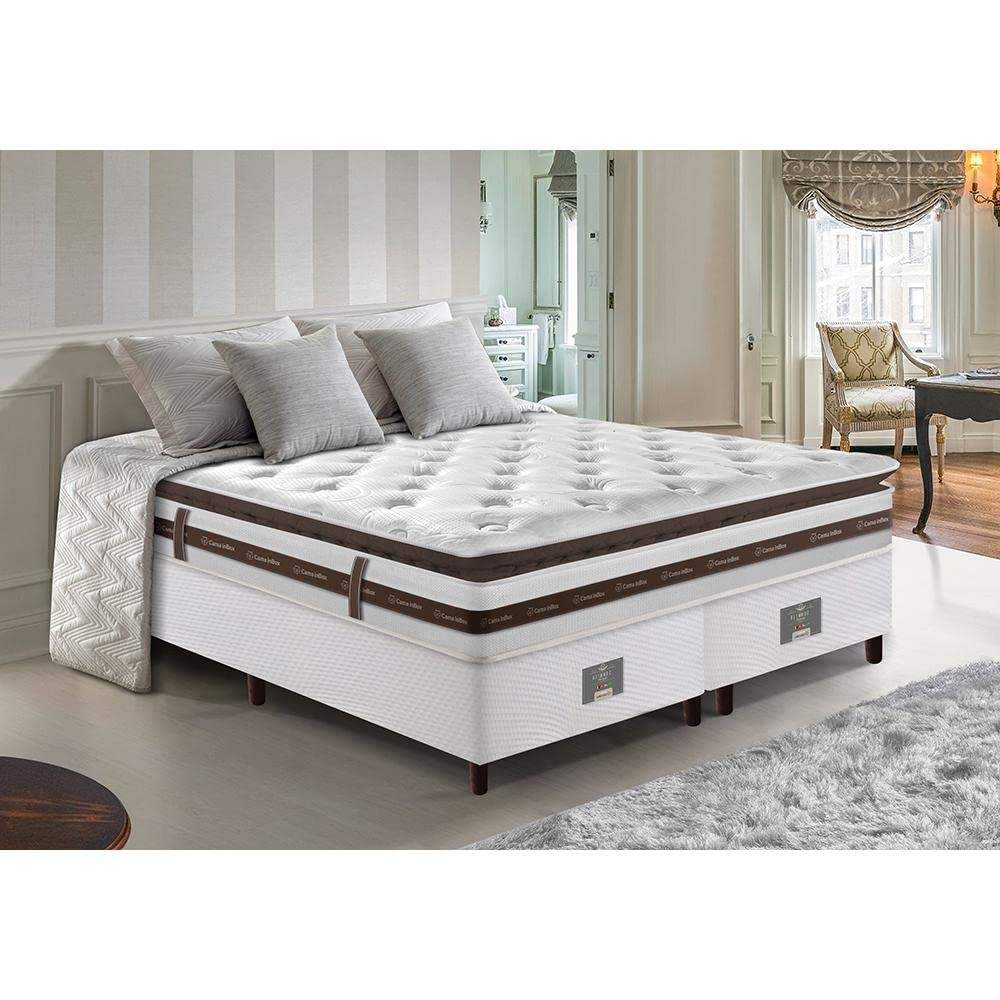 Cama Box King Colchão 193x203 com Molas Ensacadas e Pillow Top - Inbox Relax